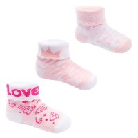 S500: Pink 3 Pack Turnover Socks (0-12 Months)